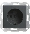 Розетка с/з с защитными шторками Gira System 55, антрацит 045328