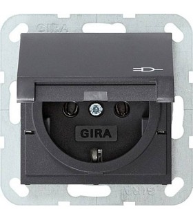 Розетка с/з с кышкой Gira System 55, антрацит 045428