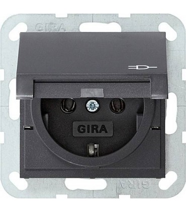 Розетка с/з с кышкой Gira System 55, антрацит 045428