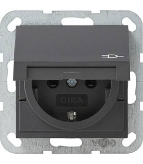 Розетка с/з с кышкой, с защитными шторками Gira System 55, антрацит 041428