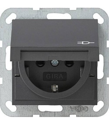 Розетка с/з с кышкой, с защитными шторками Gira System 55, антрацит 041428