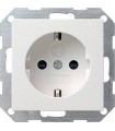 Розетка с/з с защитными шторками Gira System 55, белый глянец 045303