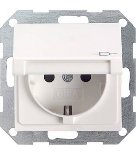 Розетка с/з с кышкой Gira System 55, белый глянец 045403