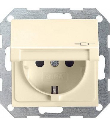 Розетка с/з с кышкой Gira System 55, кремовый глянец 045401