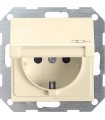 Розетка с/з с кышкой Gira System 55, кремовый глянец 045401