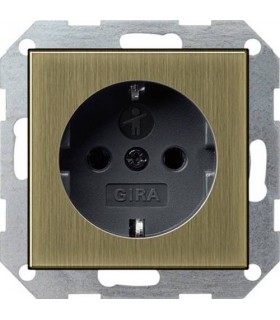 Розетка с/з с защитными шторками Gira System 55, бронза/антрацит 0453603