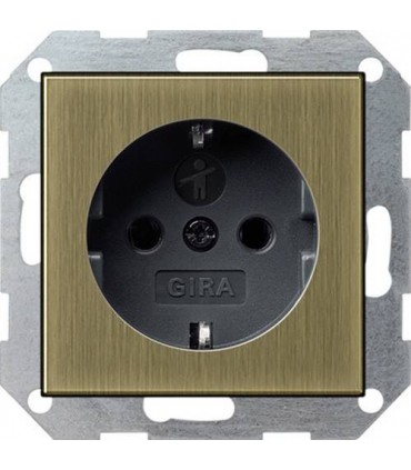 Розетка с/з с защитными шторками Gira System 55, бронза/антрацит 0453603