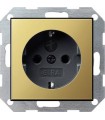 Розетка с/з с защитными шторками Gira System 55, латунь/антрацит 0453604
