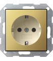 Розетка с/з с защитными шторками Gira System 55, латунь/кремовый 0453614
