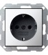 Розетка 2к+3 16А Gira System 55, хром/черный 0188605