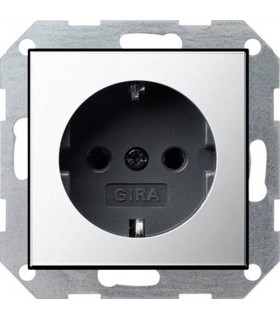 Розетка 2к+3 16А Gira System 55, хром/черный 0188605