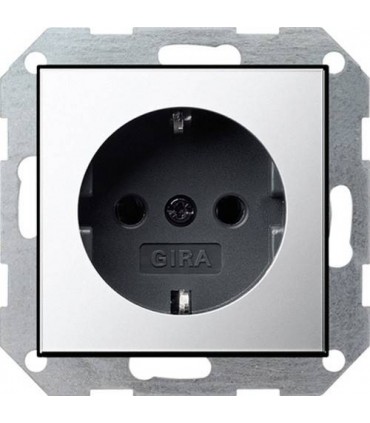 Розетка 2к+3 16А Gira System 55, хром/черный 0188605