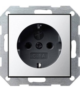 Розетка 2к+3 16А с защитными шторками Gira System 55, хром/черный 0453605