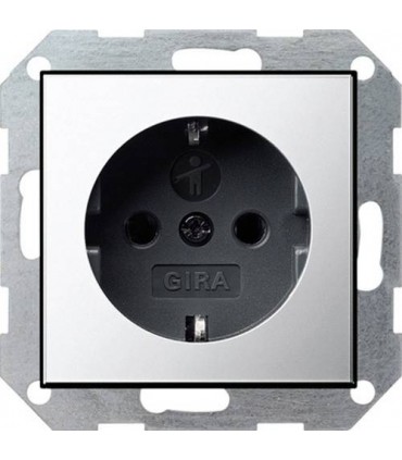 Розетка 2к+3 16А с защитными шторками Gira System 55, хром/черный 0453605