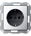 Розетка 2к+3 16А с защитными шторками Gira System 55, хром/черный 0453605
