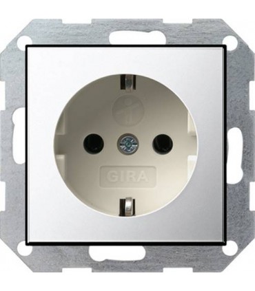 Розетка 2к+3 16А с защитными шторками Gira System 55, хром/кремовый 0453615