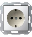 Розетка 2к+3 16А с защитными шторками Gira System 55, хром/кремовый 0453615