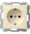 Розетка с/з без захватов Gira System 55, кремовый глянец 046601