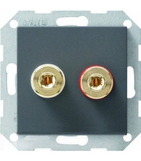 Аудиорозетка разъём WBT (+/-) с накладкой прямая Gira System 55, антрацит 040728