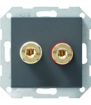 Аудиорозетка разъём WBT (+/-) с накладкой прямая Gira System 55, антрацит 040728