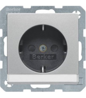 Штепсельная розетка SCHUKO с полем для надписей Berker Q.1/Q.3, алюминий с эффектом бархата 47496084