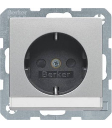 Штепсельная розетка SCHUKO с полем для надписей Berker Q.1/Q.3, алюминий с эффектом бархата 47496084
