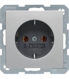 Штепсельная розетка SCHUKO Berker Q.1/Q.3, алюминий с эффектом бархата 47436084