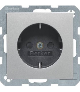 Штепсельная розетка SCHUKO, с полем для надписей Berker Q.1/Q.3, алюминий с эффектом бархата 41496084