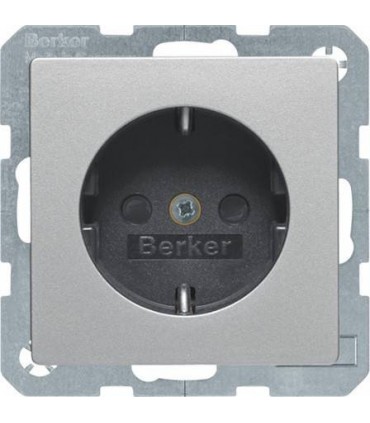 Штепсельная розетка SCHUKO, с полем для надписей Berker Q.1/Q.3, алюминий с эффектом бархата 41496084