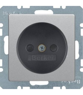 Штепсельная розетка без защитного контакта с защитой от детей IEC 60884-1, Berker Q.1/Q.3, алюминий с эффектом бархата 616733608
