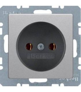 Штепсельная розетка без защитного контакта Berker Q.1/Q.3, алюминий с эффектом бархата 6161036084