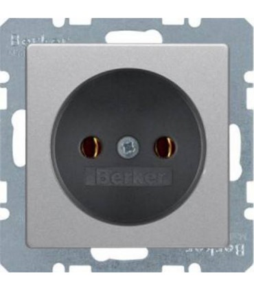 Штепсельная розетка без защитного контакта Berker Q.1/Q.3, алюминий с эффектом бархата 6161036084