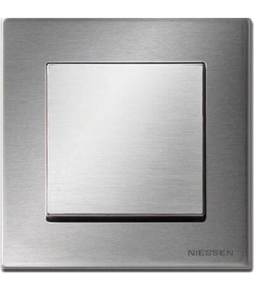 Одноклавишный выключатель в сборе ABB Niessen Sky, нержавеющая сталь 8571 AI