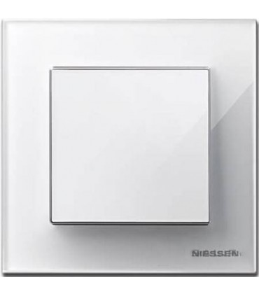 Одноклавишный выключатель в сборе ABB Niessen Sky, стекло белое 8571 CB