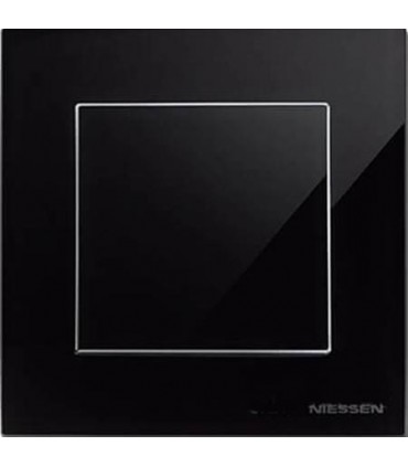Одноклавишный выключатель в сборе ABB Niessen Sky, стекло чёрное 8571 CN