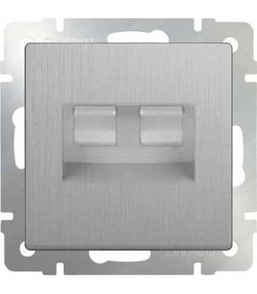 Розетка телефонная RJ-11 и Ethernet RJ-45 Werkel, серебряный рифленый WL09-RJ11-45