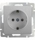 Розетка с заземлением Werkel, серебряный рифленый WL09-SKG-01-IP20