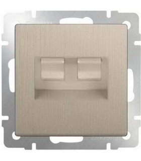 Розетка телефонная RJ-11 и Ethernet RJ-45 Werkel, шампань рифленый WL10-RJ11-45