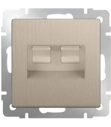 Розетка телефонная RJ-11 и Ethernet RJ-45 Werkel, шампань рифленый WL10-RJ11-45