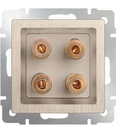 Акустическая розетка х4 Werkel, шампань рифленый WL10-AUDIOx4