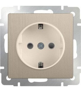 Розетка с заземлением Werkel, шампань рифленый WL10-SKG-01-IP20