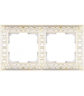 Рамка на 2 поста Werkel Antik, белое золото WL07-Frame-02WG