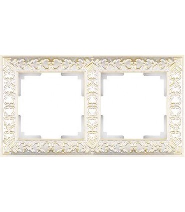 Рамка на 2 поста Werkel Antik, белое золото WL07-Frame-02WG