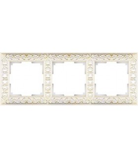 Рамка на 3 поста Werkel Antik, белое золото WL07-Frame-03WG