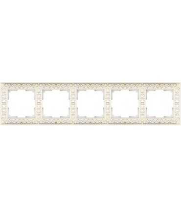 Рамка на 5 постов Werkel Antik, белое золото WL07-Frame-05WG
