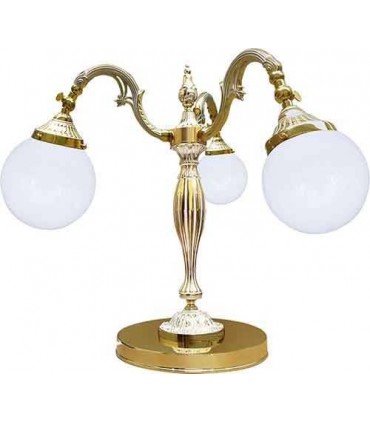 Настольная лампа из латуни с плафоном FEDE CATANIA I, gold white patina FD1157TOP