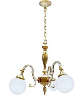 Потолочная люстра из латуни с плафоном FEDE MILAZZO II, gold white patina FD1160COP