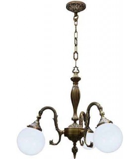 Потолочная люстра из латуни с плафоном FEDE MILAZZO II, bright patina FD1160CPB