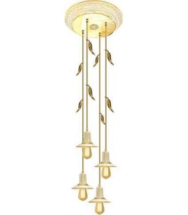 Потолочная люстра из латуни с ретро лампой EDISON (FDRETRO-E2740) FEDE PALERMO I, gold white patina FD1181COP