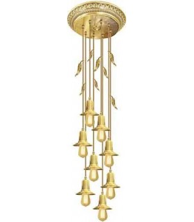 Потолочная люстра из латуни с ретро лампой EDISON (FDRETRO-E2740) FEDE PALERMO II, bright gold FD1189COB